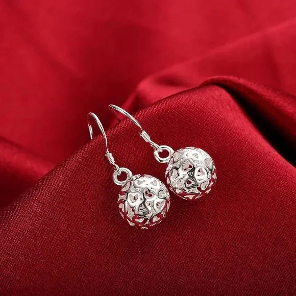 925 Sterling Silver classic fine ball earrings for Women Luxury Fashion … - Picture 6 of 6
